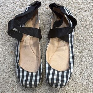 Black & White Checkered Women's Ballet Flats, elastic band Jessica Simpson, 8.5M
